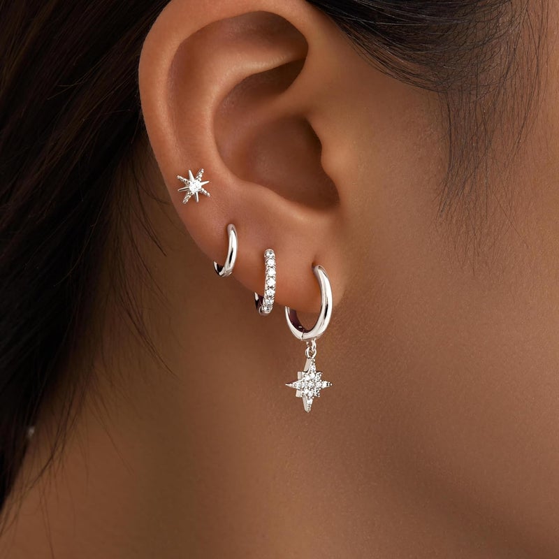 Poxtex Small Gold Huggie Hoop Earrings Set for Women Men Hypoallergenic 14K Plated Stack Cartilage Earrings, Multiple Piercing Lightweight Mini Thin Cute Dainty Trendy Jewelry Set Christmas Gifts for Women - Image 2